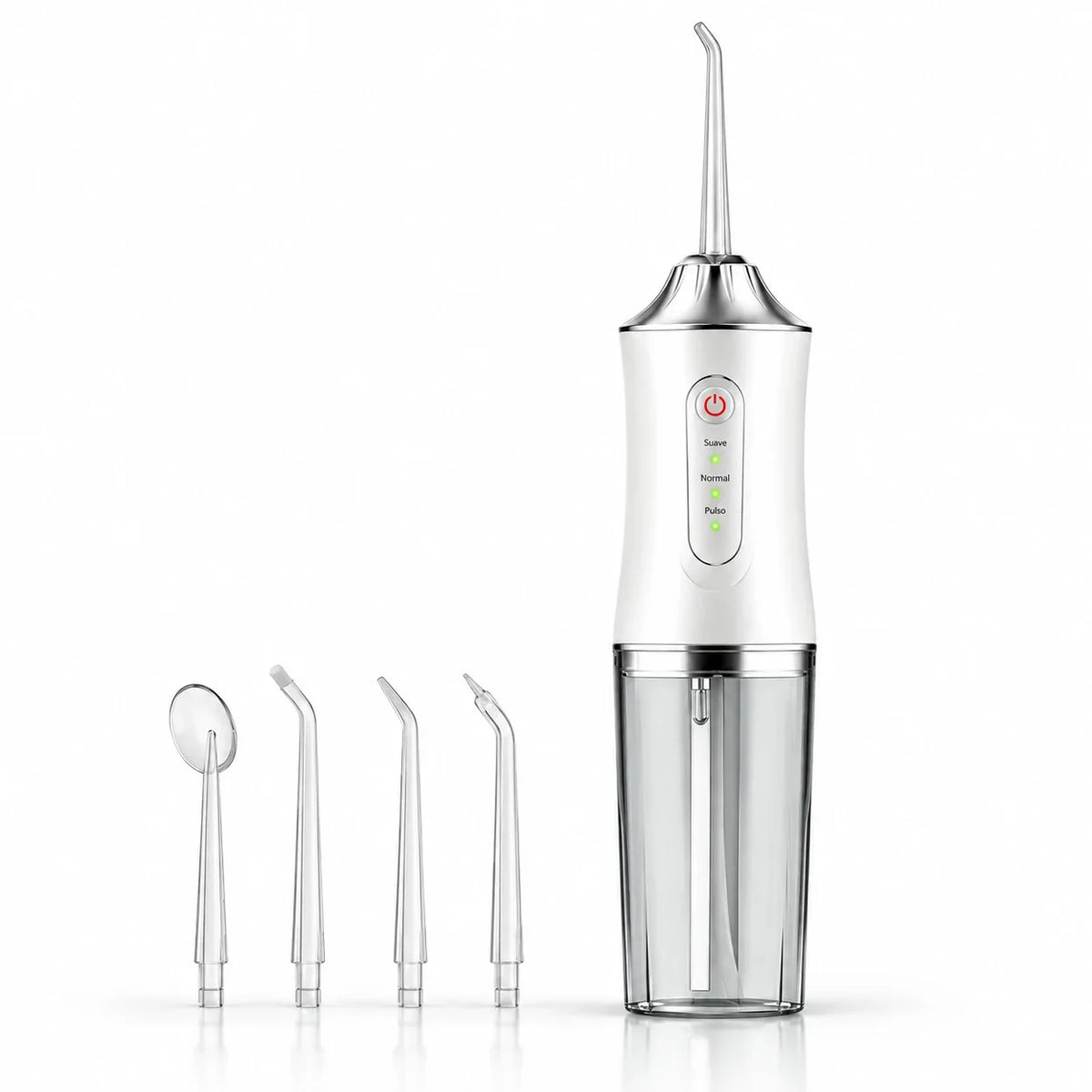 Irrigador bucal blanco marfil con cuatro boquillas