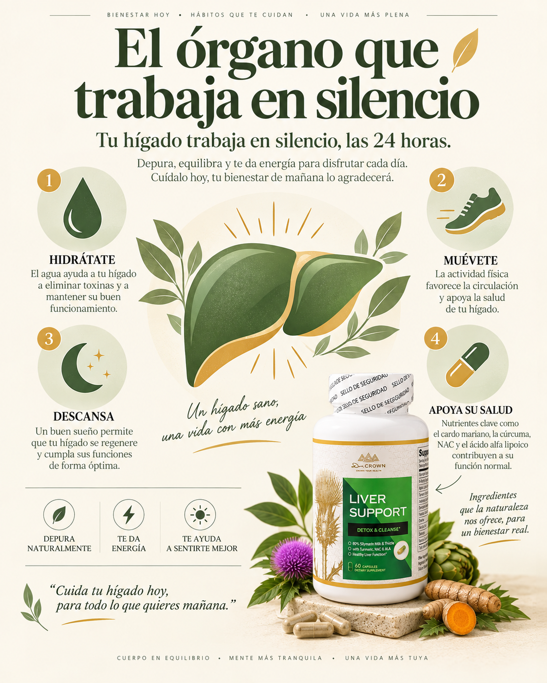 Infografía de Liver Support sobre hábitos de bienestar